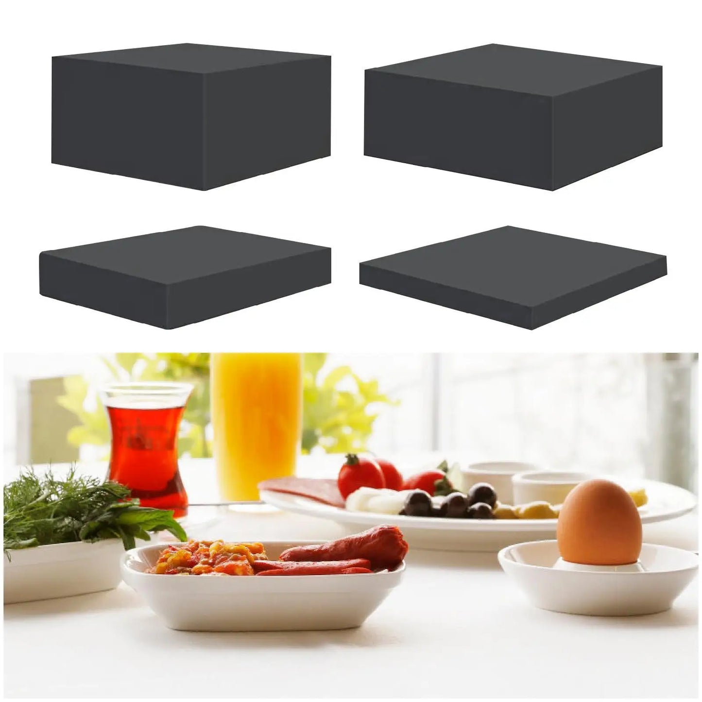 4x Acrylic Display Riser Box Food Display Stand Table Stand Nesting Riser Stands for Food Cake Collection Jewelry Cosmetics